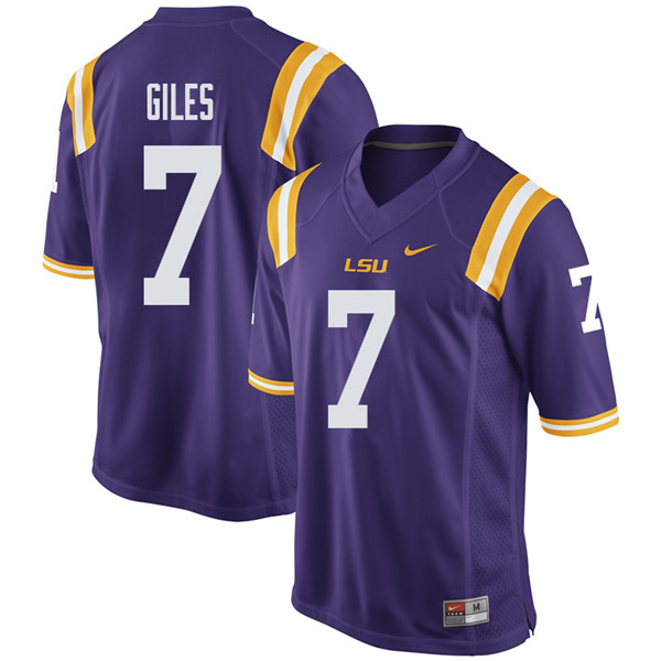 Men #7 Jonathan Giles LSU Tigers College Football Jerseys Sale-Purple